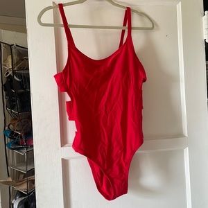 Red Swimsuit with Side Cutout